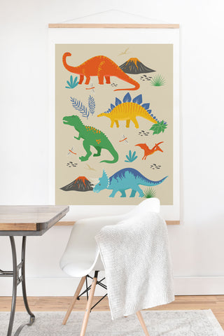 Lathe & Quill Jurassic Dinosaurs in Primary Art Print And Hanger