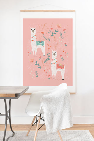 Lathe & Quill Lovely Llama on Pink Art Print And Hanger