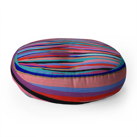 Laura Fedorowicz Azur Waves Embellished Floor Pillow Round