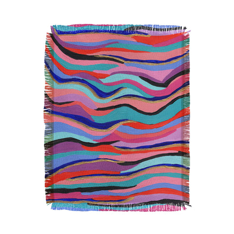 Laura Fedorowicz Azur Waves Embellished Throw Blanket