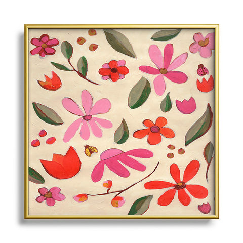 Laura Fedorowicz Fall Floral Painted Square Metal Framed Art Print