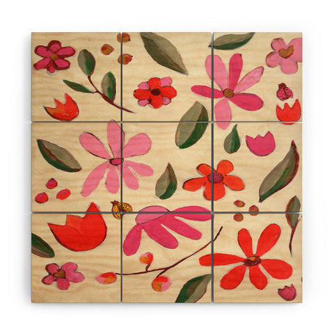 Laura Fedorowicz Fall Floral Painted Wood Wall Mural