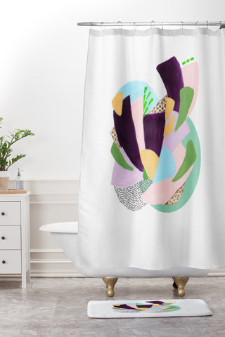 Laura Fedorowicz Heart Spiral Shower Curtain And Mat