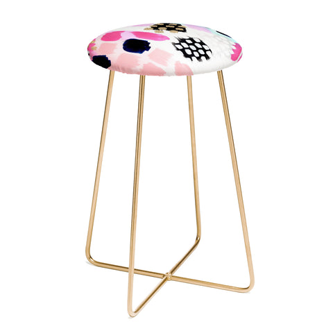 Laura Fedorowicz Hot Pink Abstract Counter Stool