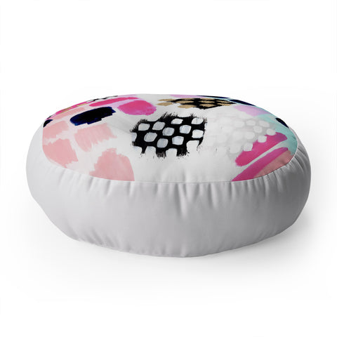 Laura Fedorowicz Hot Pink Abstract Floor Pillow Round