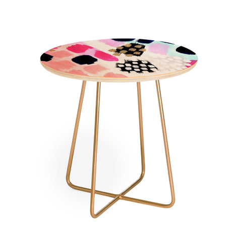 Laura Fedorowicz Hot Pink Abstract Round Side Table
