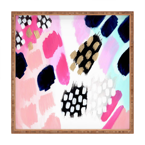 Laura Fedorowicz Hot Pink Abstract Square Tray