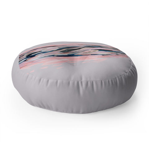 Laura Fedorowicz Pink Flutter on Grey Floor Pillow Round