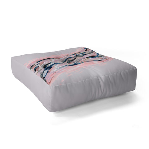 Laura Fedorowicz Pink Flutter on Grey Floor Pillow Square