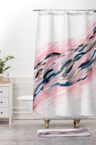 Laura Fedorowicz Pink Flutter Shower Curtain And Mat