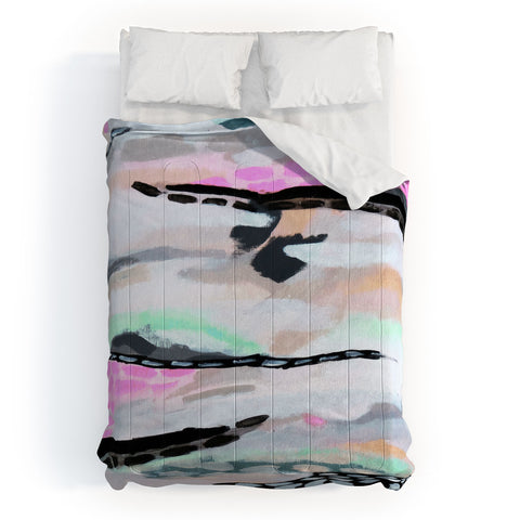 Laura Fedorowicz Rolling Abstract Lilac and Mint Comforter