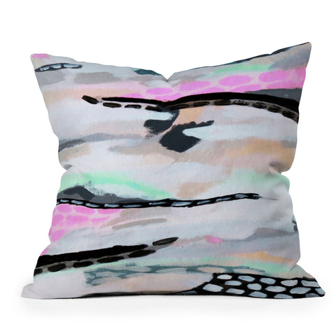 Laura Fedorowicz Rolling Abstract Lilac and Mint Throw Pillow