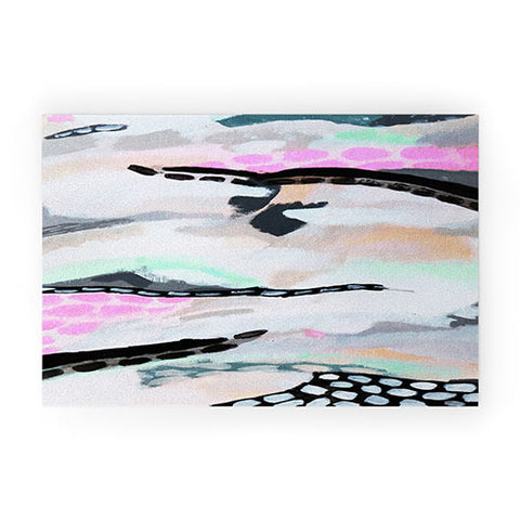 Laura Fedorowicz Rolling Abstract Lilac and Mint Welcome Mat