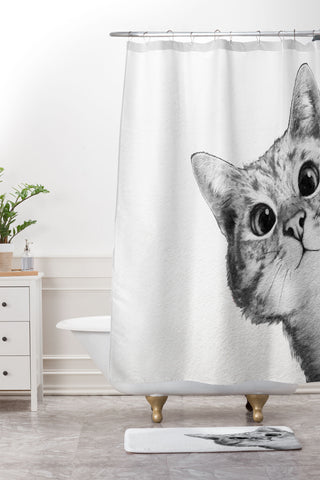 Laura Graves Sneaky Cat Shower Curtain And Mat