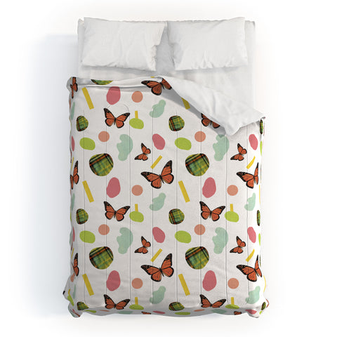 Laura Redburn Butterflies And Plaid Comforter