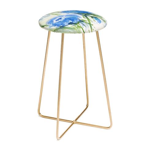 Laura Trevey Blue Blossoms Two Counter Stool