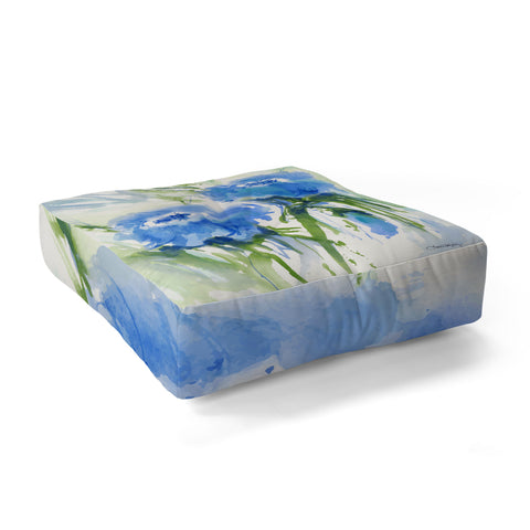 Laura Trevey Blue Blossoms Two Floor Pillow Square