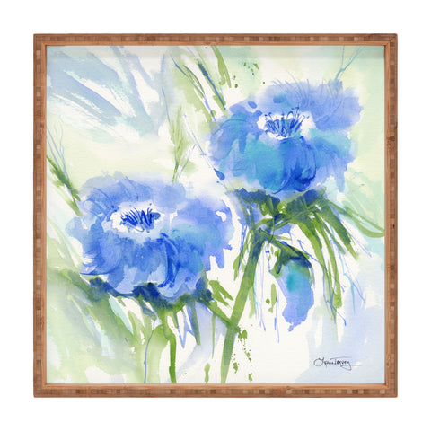 Laura Trevey Blue Blossoms Two Square Tray