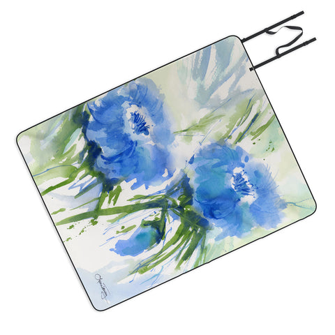 Laura Trevey Blue Blossoms Two Picnic Blanket