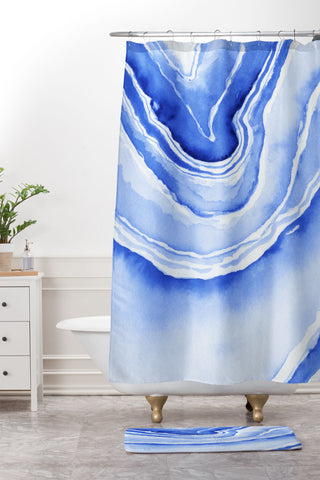 Laura Trevey Blue Lace Agate Shower Curtain And Mat