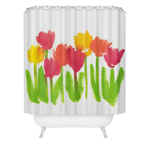 Laura Trevey Bright Tulips Shower Curtain