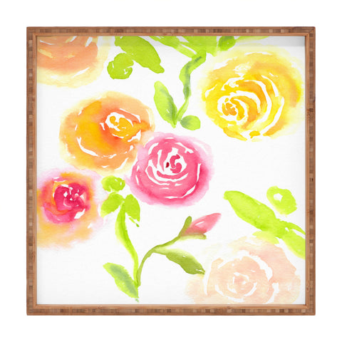 Laura Trevey Candy Colored Blooms Square Tray
