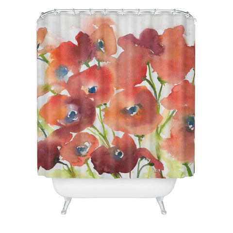Laura Trevey Field Of Poppies Shower Curtain