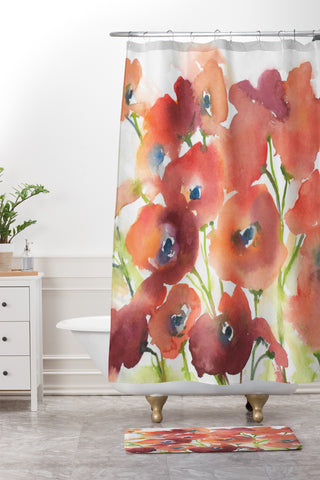 Laura Trevey Field Of Poppies Shower Curtain And Mat