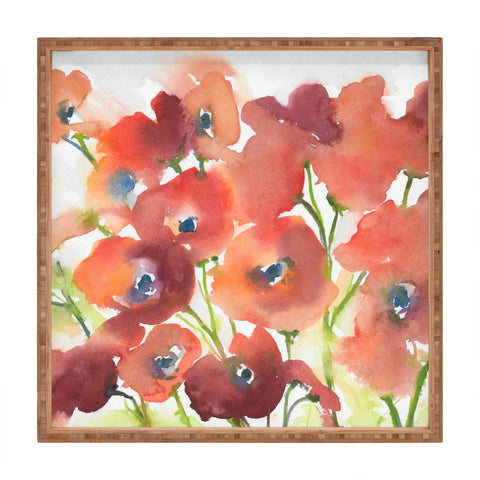 Laura Trevey Field Of Poppies Square Tray