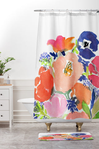 Laura Trevey Floral Frenzy Shower Curtain And Mat
