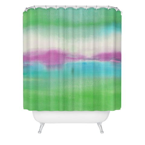 Laura Trevey lime and fuschia Shower Curtain