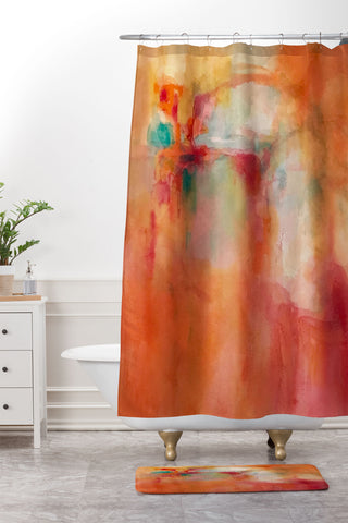 Laura Trevey Orange Daydream Shower Curtain And Mat