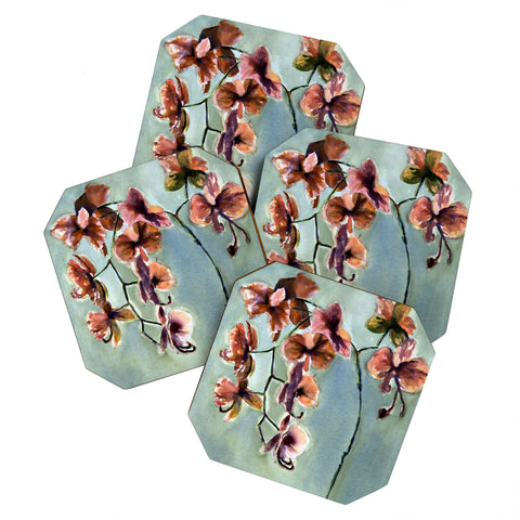 Laura Trevey Orchids Coaster Set