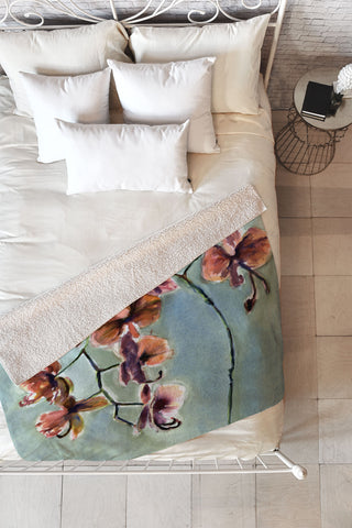 Laura Trevey Orchids Fleece Throw Blanket