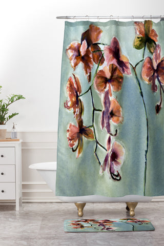Laura Trevey Orchids Shower Curtain And Mat