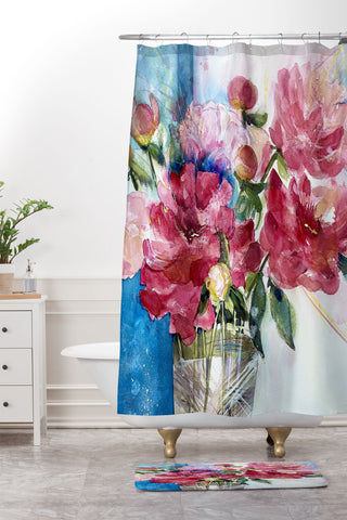 Laura Trevey Peony For Your Thoughts Shower Curtain And Mat