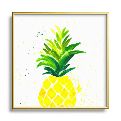 Laura Trevey Pineapple Sunshine Metal Square Framed Art Print