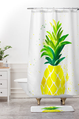 Laura Trevey Pineapple Sunshine Shower Curtain And Mat