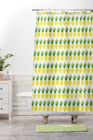 Laura Trevey Pineapple Twist Shower Curtain And Mat