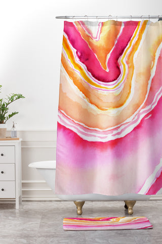 Laura Trevey Pink Agate Shower Curtain And Mat