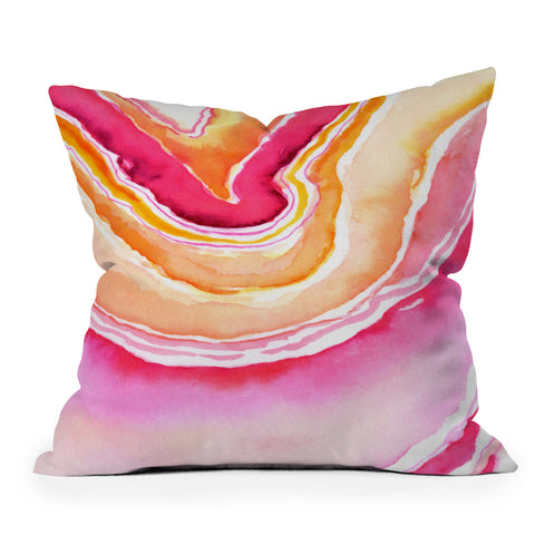 Laura Trevey Pink Agate Throw Pillow
