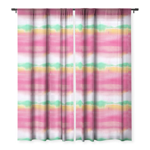 Laura Trevey Pink and Gold Glow Sheer Window Curtain