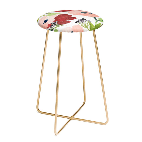 Laura Trevey Pink Poppies Counter Stool