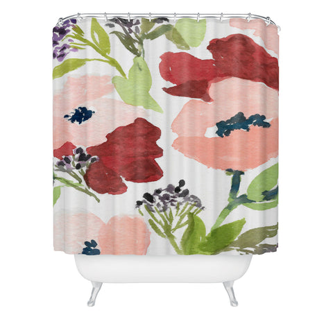 Laura Trevey Pink Poppies Shower Curtain