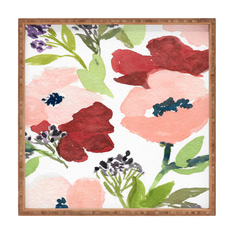 Laura Trevey Pink Poppies Square Tray