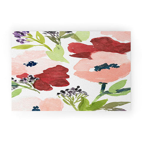 Laura Trevey Pink Poppies Welcome Mat