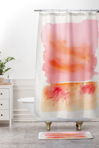 Laura Trevey Pink Sky Day Shower Curtain And Mat