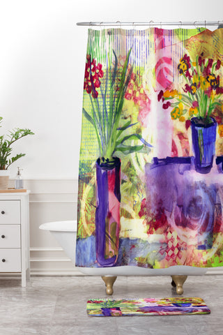 Laura Trevey Purple And Lime Shower Curtain And Mat