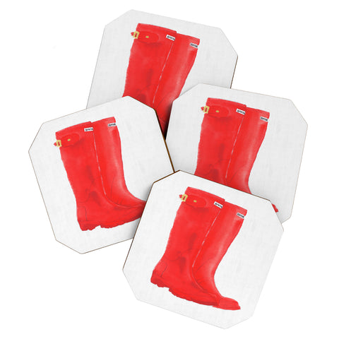 Laura Trevey Red Boots Coaster Set