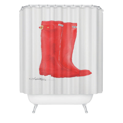 Laura Trevey Red Boots Shower Curtain